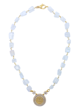 Cargar imagen en el visor de la galería, San Benito moonstone necklace with zircon and 22K gold-plated details